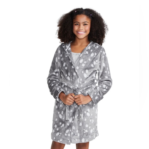 Justice Girls Reindeer Deer Hooded Felt Wrap Robe w/ Belt & 3D Antlers XL 16-18 - Picture 3 of 12